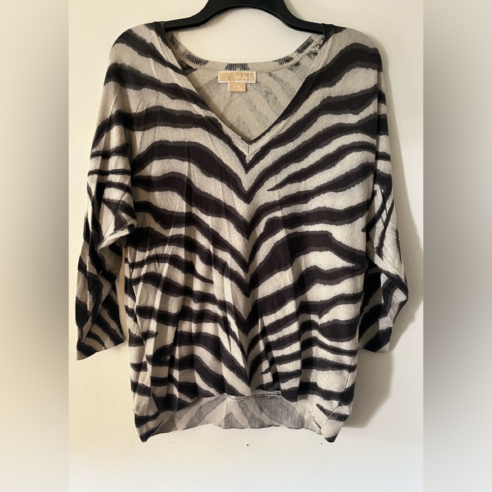 MICHAEL KORS zebra stripe shirt sweater medium